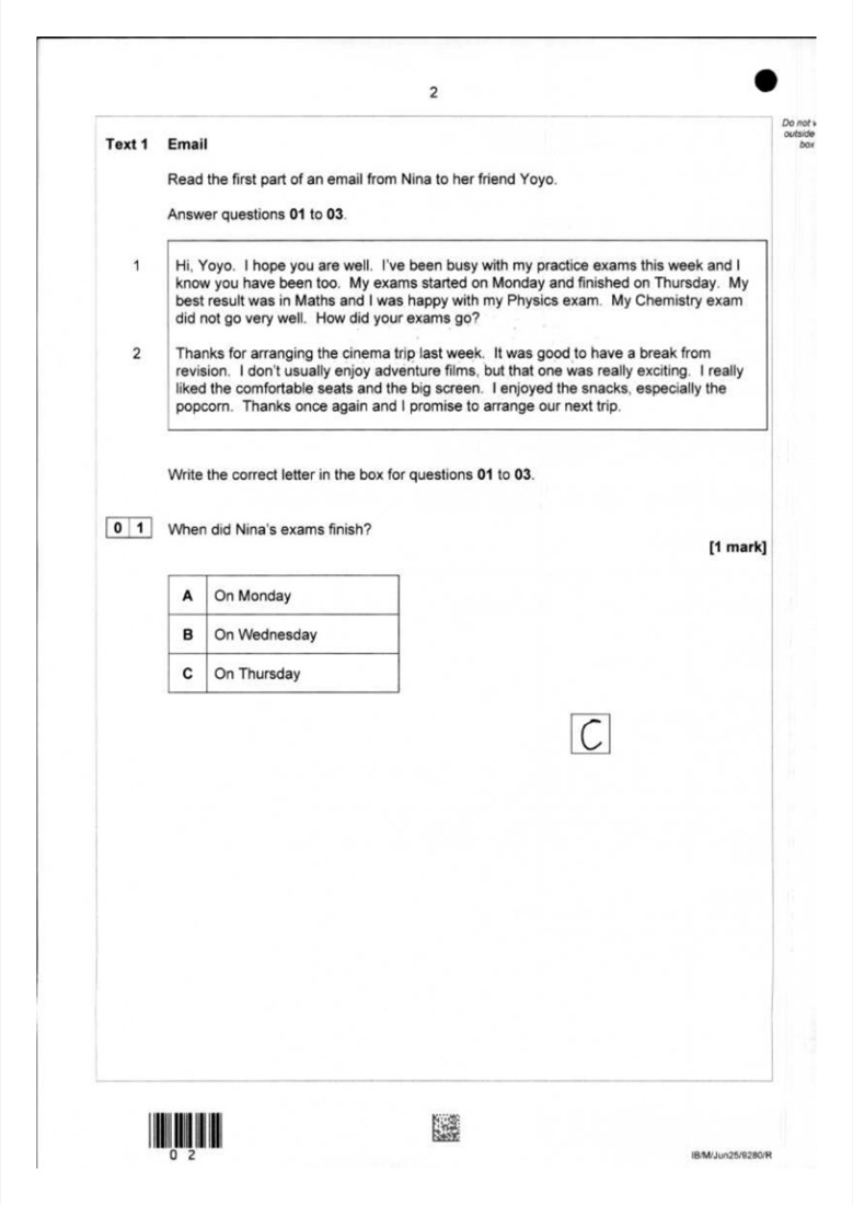 English student answer — page 3