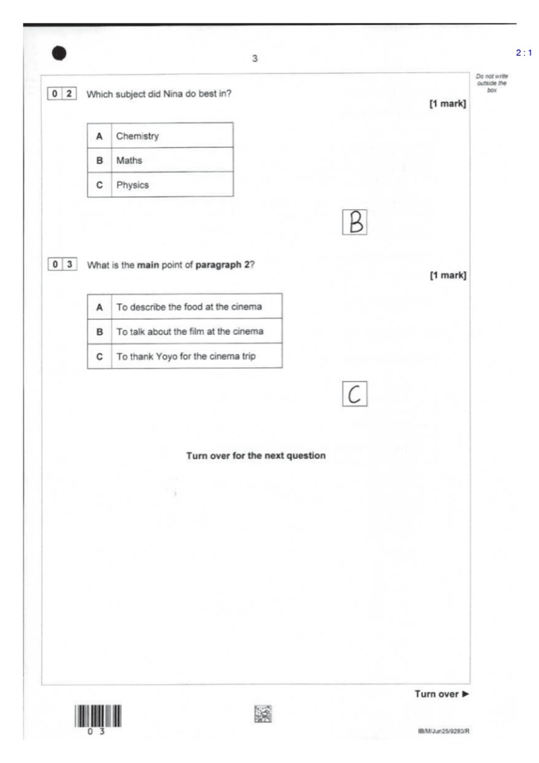 English student answer — page 4
