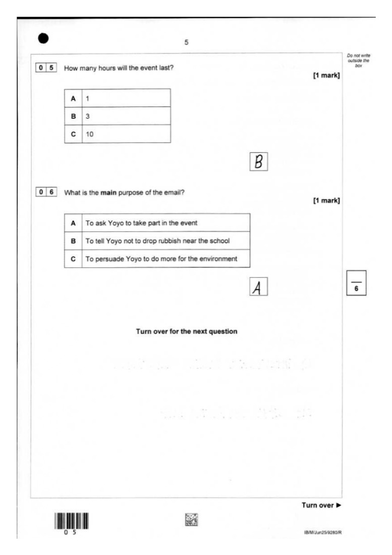 English student answer — page 6