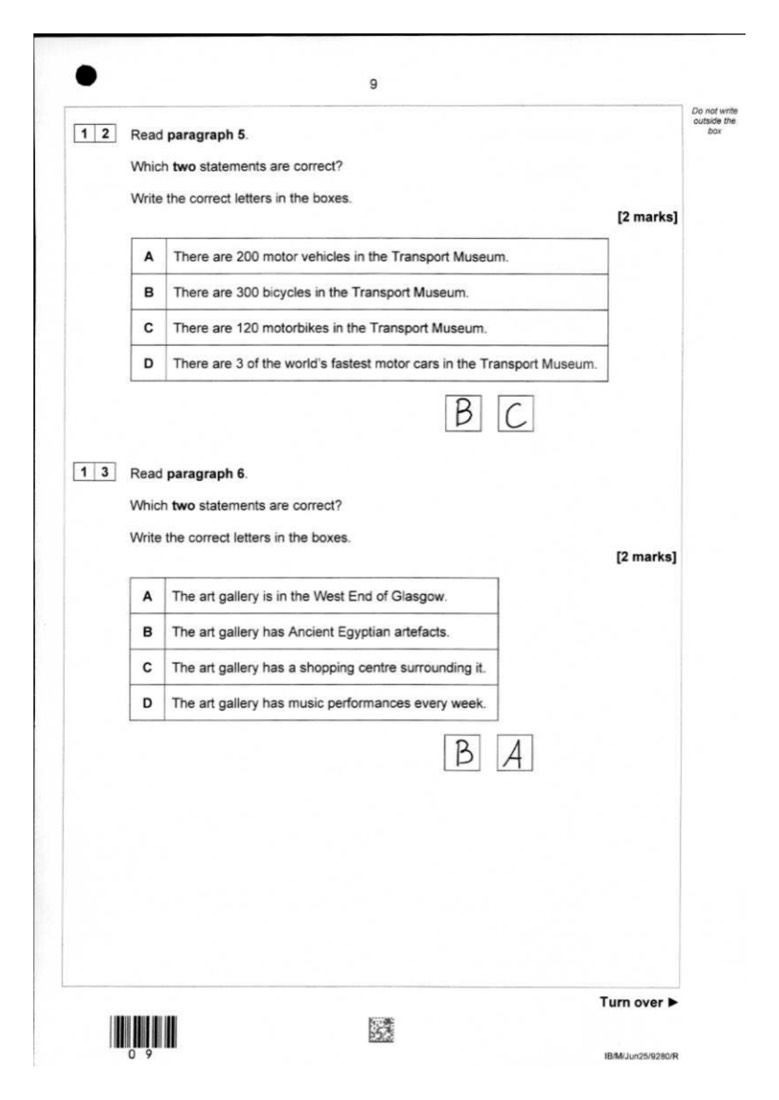English student answer — page 10
