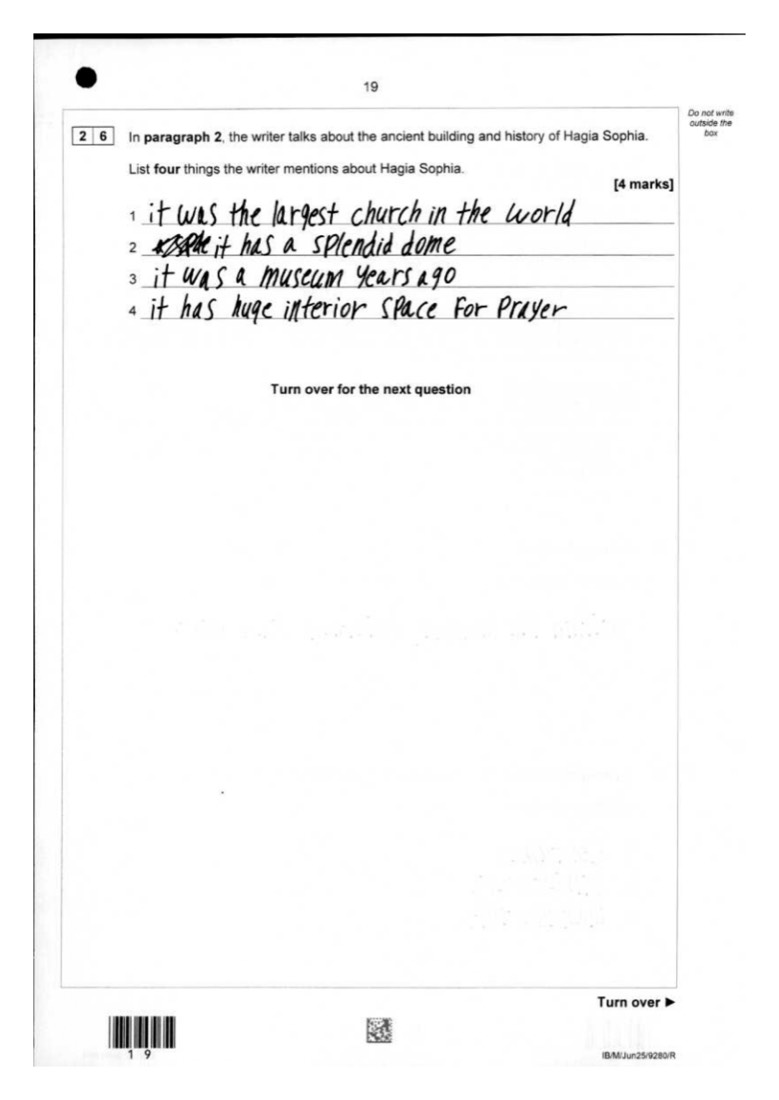 English student answer — page 18